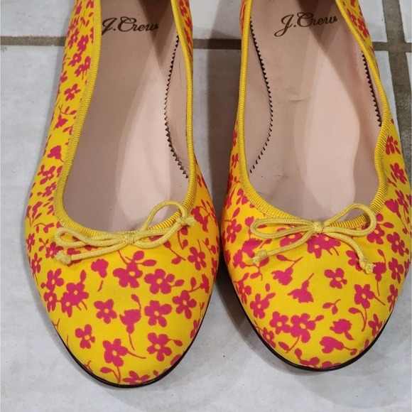 J.‎ Crew Kiki Yellow Neon Saffron Briar Floral Bouquet Ballet Flat Shoes 6 - Picture 6 of 9